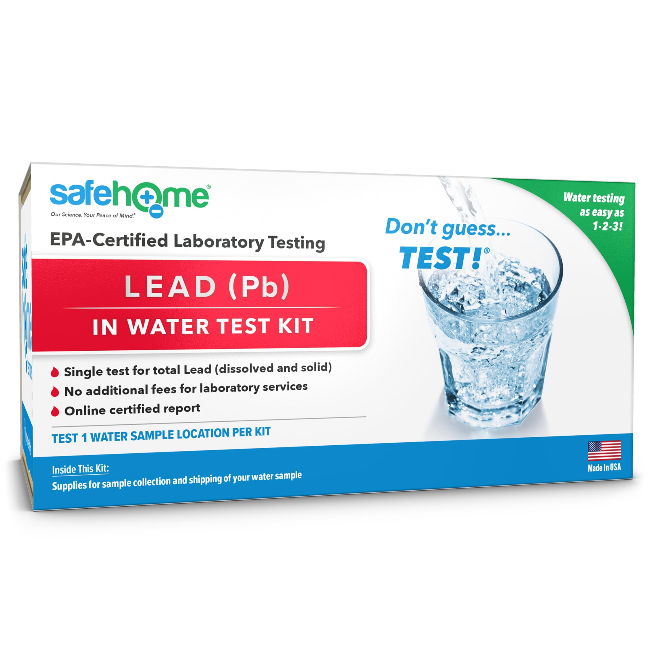 Safe Home® Lead in Drinking Water Test Kit – 1 Sample Tested at Our EPA Certified Lab – Home Inspections, Mortgage Loans, Real Estate Transactions –