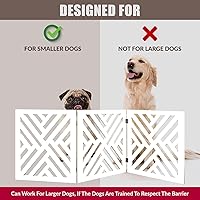 Vista 3 de Bundaloo Puerta independiente para perros, valla de madera decorativa expandible para perros pequeños a medianos, barrera para escaleras, puertas