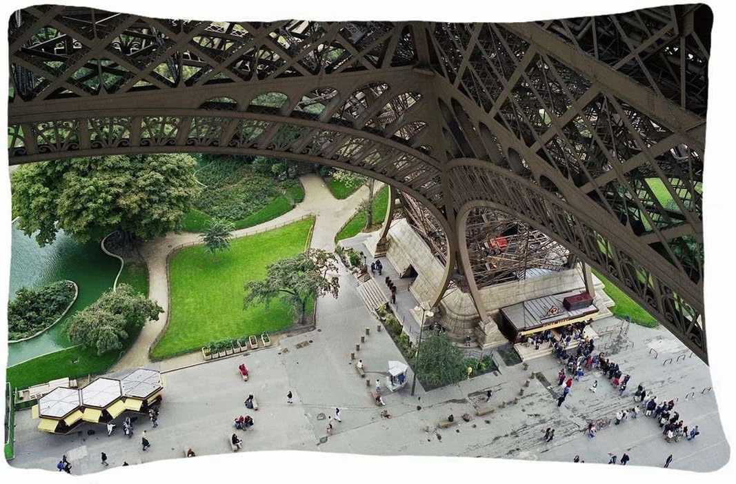 Microfiber Peach Queen Size Decorative PillowCase -City Paris tower Eiffel Tower