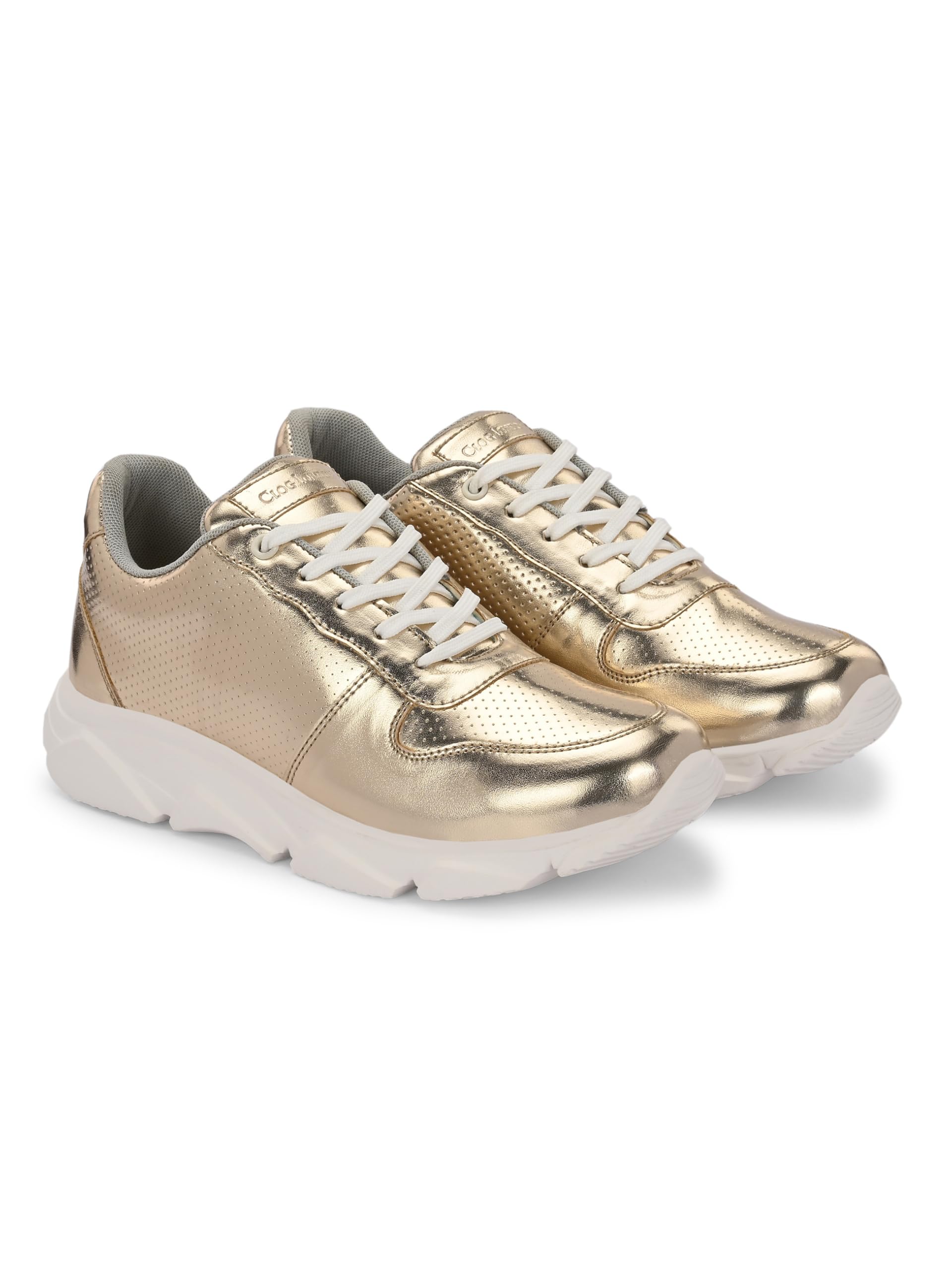 CLOG LONDON Womens Casual Sneakers - Lace-Up for Running, Walking, and Daily Wear | Non-Slip Sole, Cushioned Insole | Stylish and Comfortable Footwear for All-Day Support-GOLD-37 (B0DGT253VV) Amazon Price History, Amazon Price Tracker