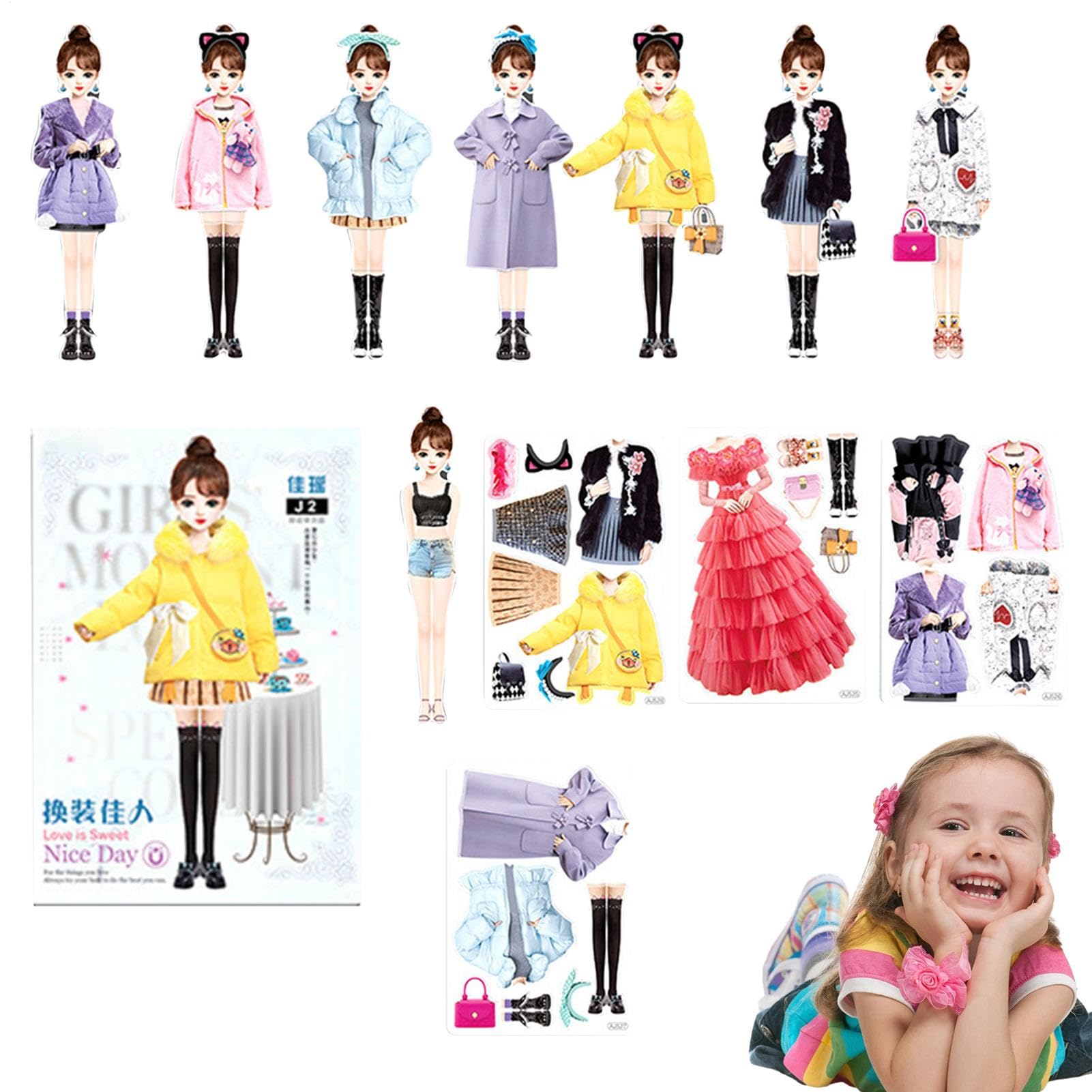 Libro de Actividades con Pegatinas Princesa, Libro de Pegatinas para Vestir a la Princesa - Libro de Actividades magnético para Vestir a la muñeca de la Princesa - Juego de Pegatinas para Vestir a la