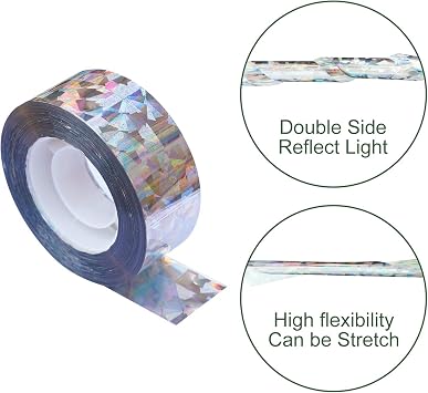 4 Pack Bird Reflective Scare Tapes, 1048ft Dual-Sided Pigeon Scare Tapes