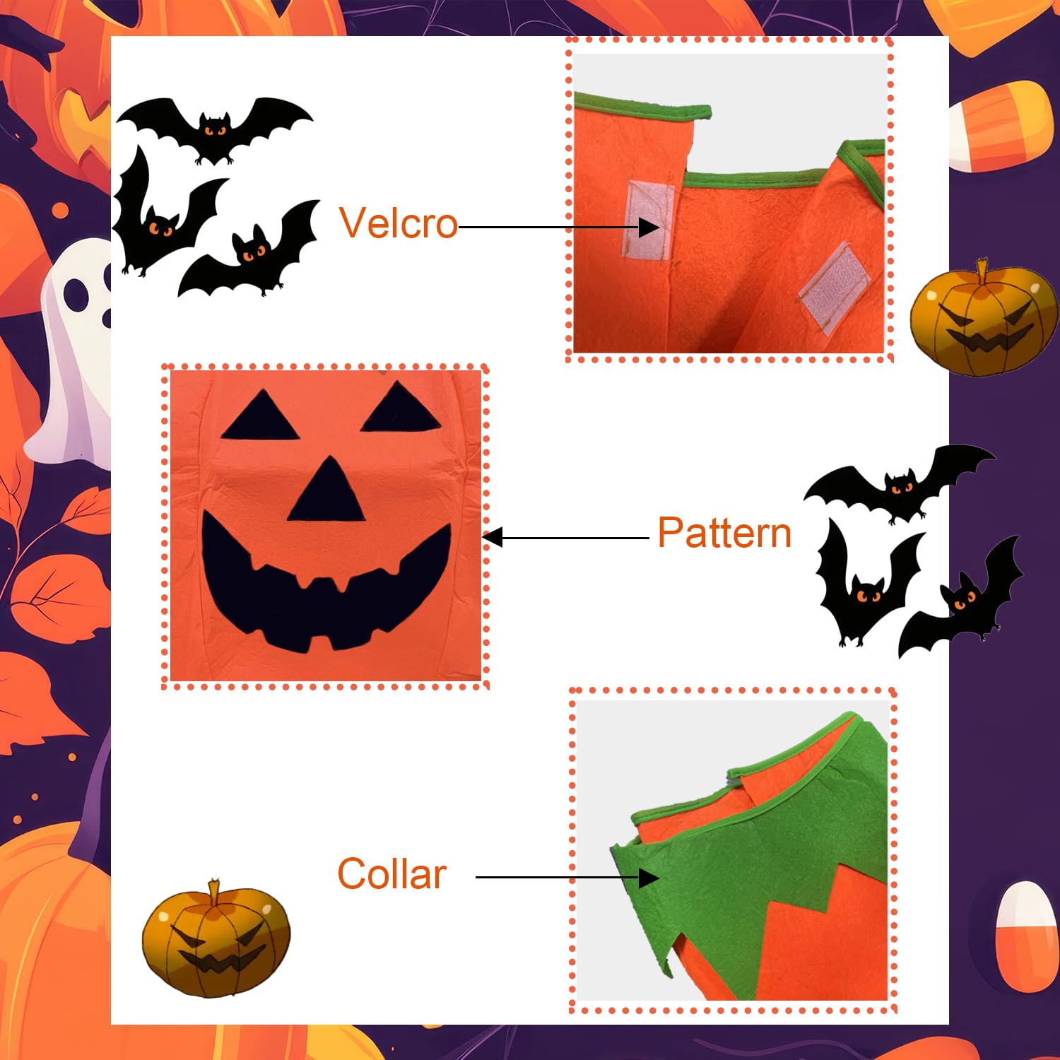 ALLY-MAGIC Halloween Pumpkin Costume Kids,Fancy Dress Kids Cosplay Party Costume Clothes Hilarious Dress Up Play Costumes with Hat and Hand Bag for Halloween Cosplay Events Y5WSNGETZ - Image 3