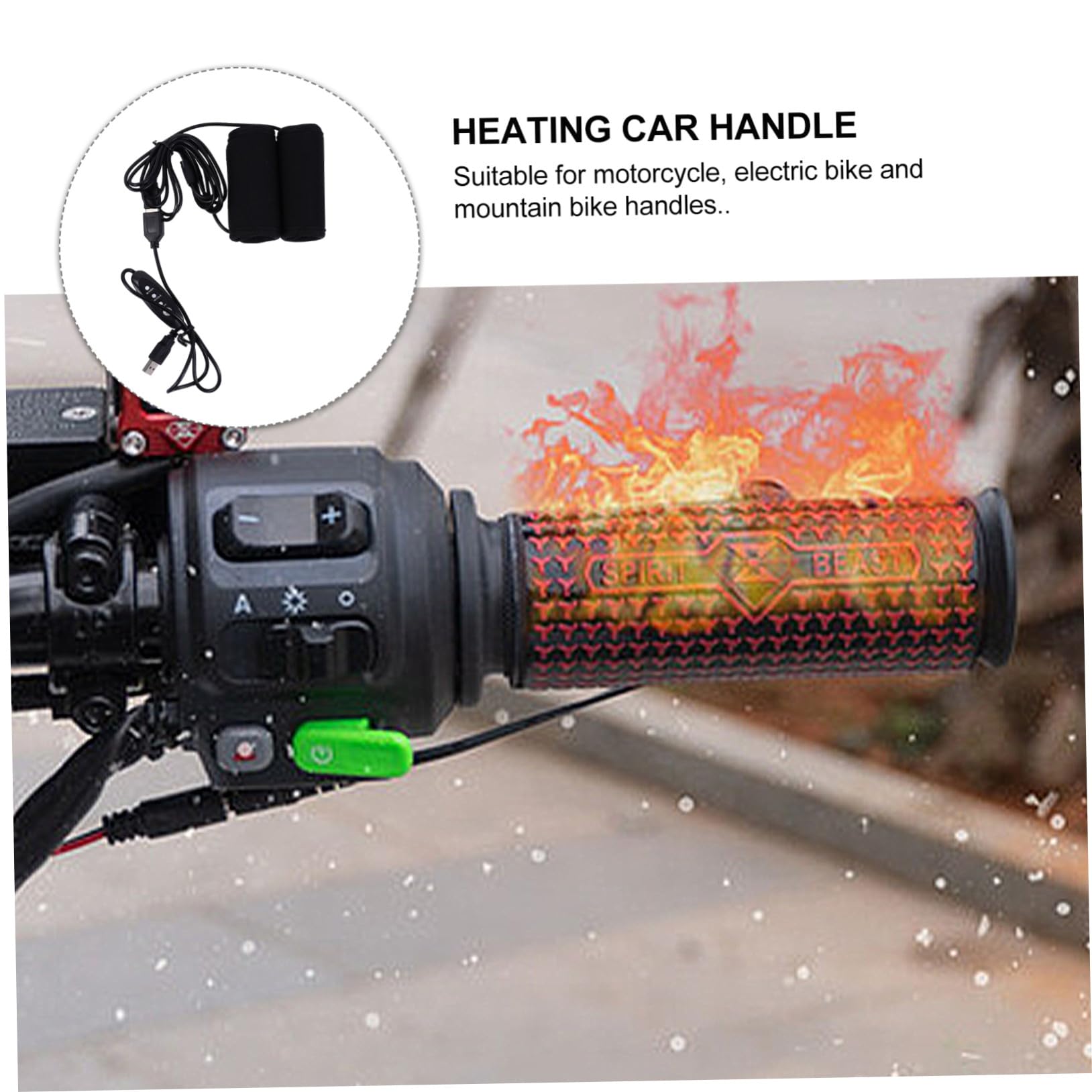 BESTonZON Motorradgriffheizung Beheizter Lenkereinsatz Thermoabdeckung Handwärmer Für Lenker Pads Mit Usb Temperaturregelung Winterhandschutz