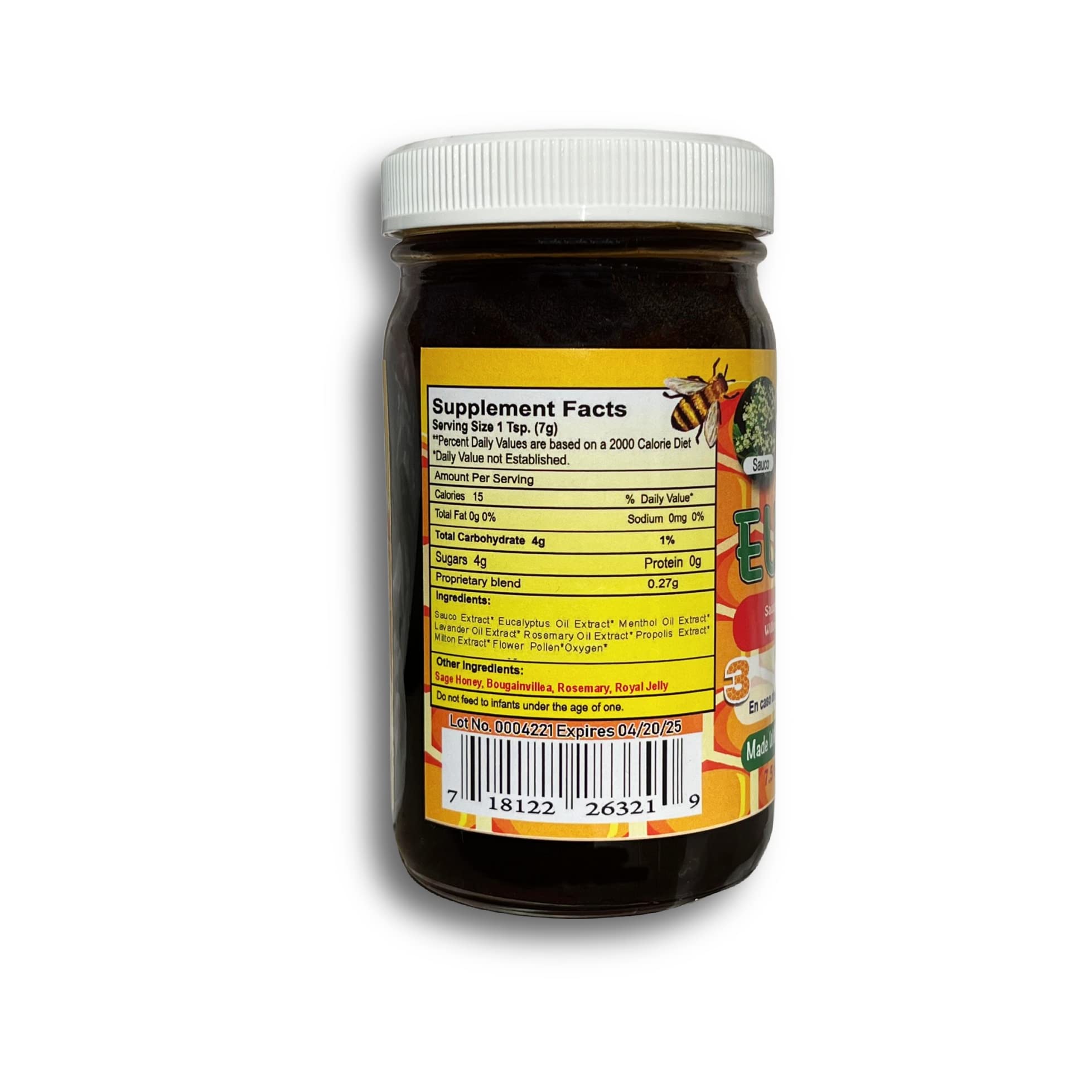 Natural Honey Cough Syrup Eucabroncosol (Jarabe De Miel Para Tos) 7.5