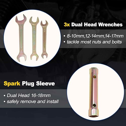 Miniatura 5 de Kit de herramientas de reparación de motocicleta de 8 piezas, alicates de bujía, llave hexagonal M6, destornillador de doble extremo, llave de doble