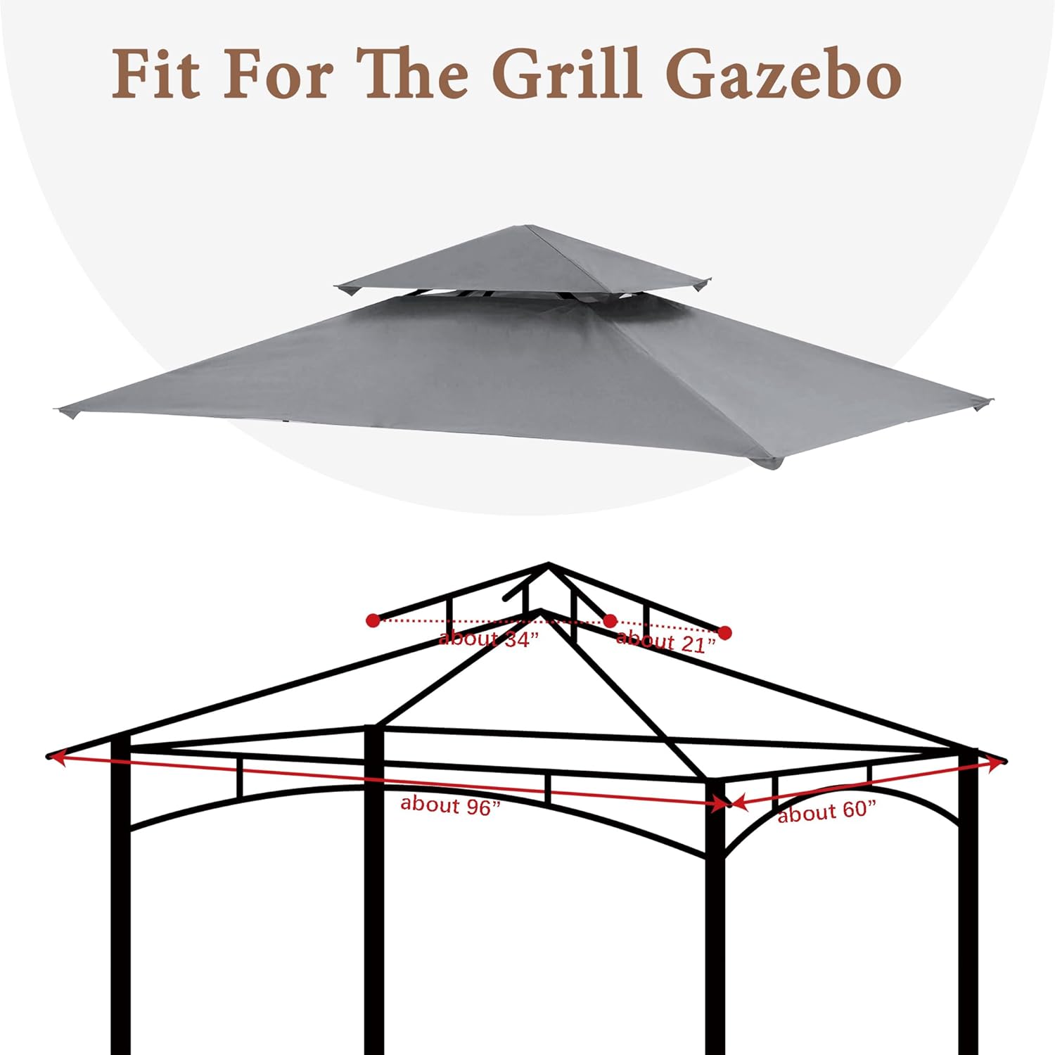 SCOCANOPY Grill Gazebo Replacement Cover Compatible with Aldi Gardenline Belavi Shoprite Grill Gazebo,for Model Number: 822694,31937-17,21581,43472,812576(Gray1)