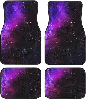 Nebula Dark Galaxy with Luminous Stars and Cosmic Rays Astronomy Explore Theme Four piece car Floor mat Set, Including Front and Rear Carpet Floor mats, Compatible with All Vehicle Accessories