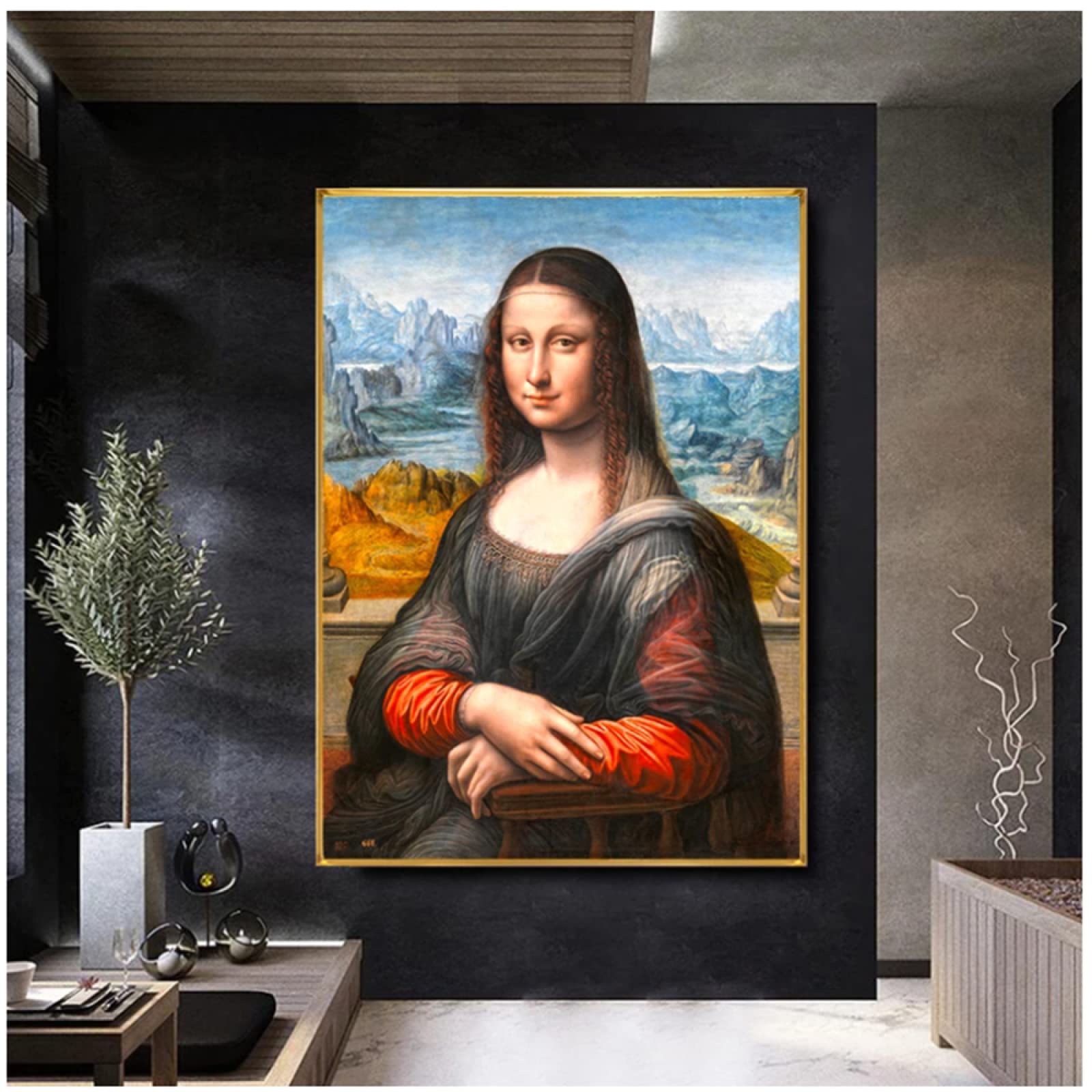 Amazon｜モナリザの大きなサイズの笑顔肖像画キャンバスアート絵画の
