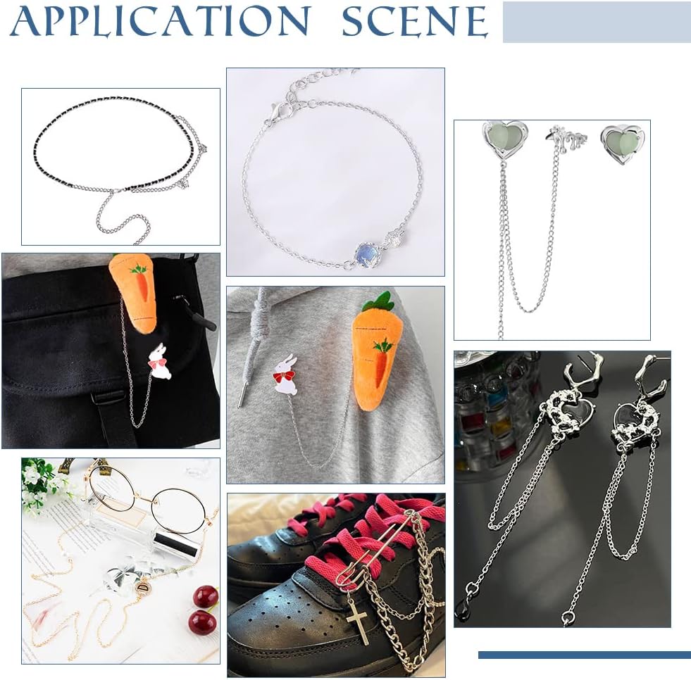 PH PandaHall 33 Feet 304 Stainless Steel Curb Cable Chain 2mm Link Necklace Chain with 20pcs Lobster Claw Clasps and 30pcs 6mm Open Jump Rings for Bracelets Necklaces Jewelry DIY Crafts Making - Image 4