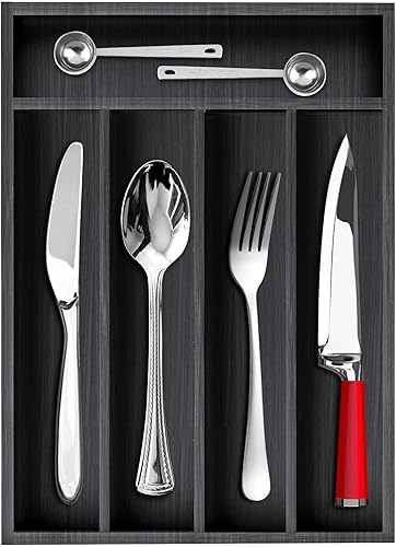 Organizador pequeño de utensilios de cocina, bandeja de cubiertos de madera, soporte estrecho para cubiertos de madera, divisor de cajones,