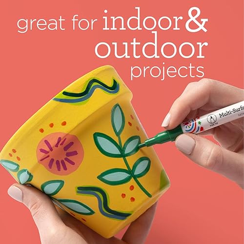 Miniatura 4 de Apple Barrel Neon, juego de 12 bolígrafos de pintura de punta fina multisuperficie, perfectos para proyectos de arte y manualidades en interiores y