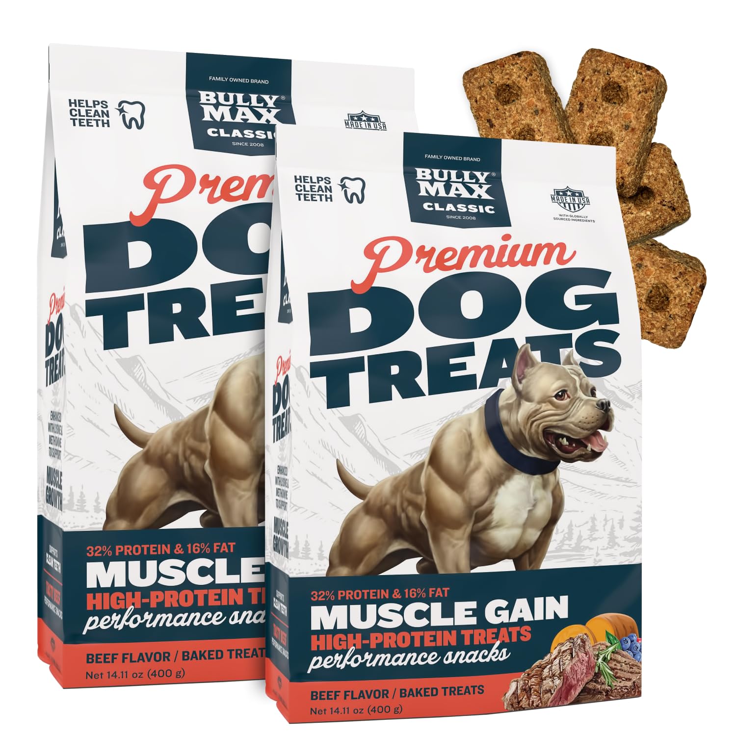 Bully Max Premium High Protein Dog Treats for Puppy & Adult Dogs - Training Dog Food Treats with 32% Protein, Real Meat, Veggies & BCAAs for Small,
