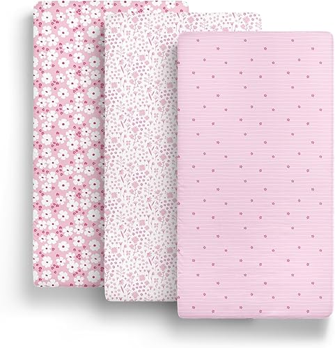 Miniatura 5 de The Peanutshell Pack n Play Sábanas para bebé, sábanas bajeras para cuna, sábanas de corral, corralito, ropa de cama portátil para cuna, margaritas