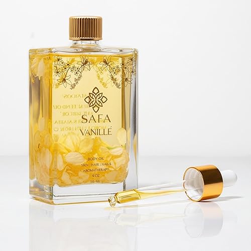SAFA Vanillé Oil - Organic Oil for Face, Body, Hair, Nails & Aromatherapy | Vanilla Extract & Jasmine Petals - Essential Oil for Diffusers | After Shower Body Oil | Skin Moisturiser (4 Fl Oz) - 3.99 Fl Oz (Pack of 1)
