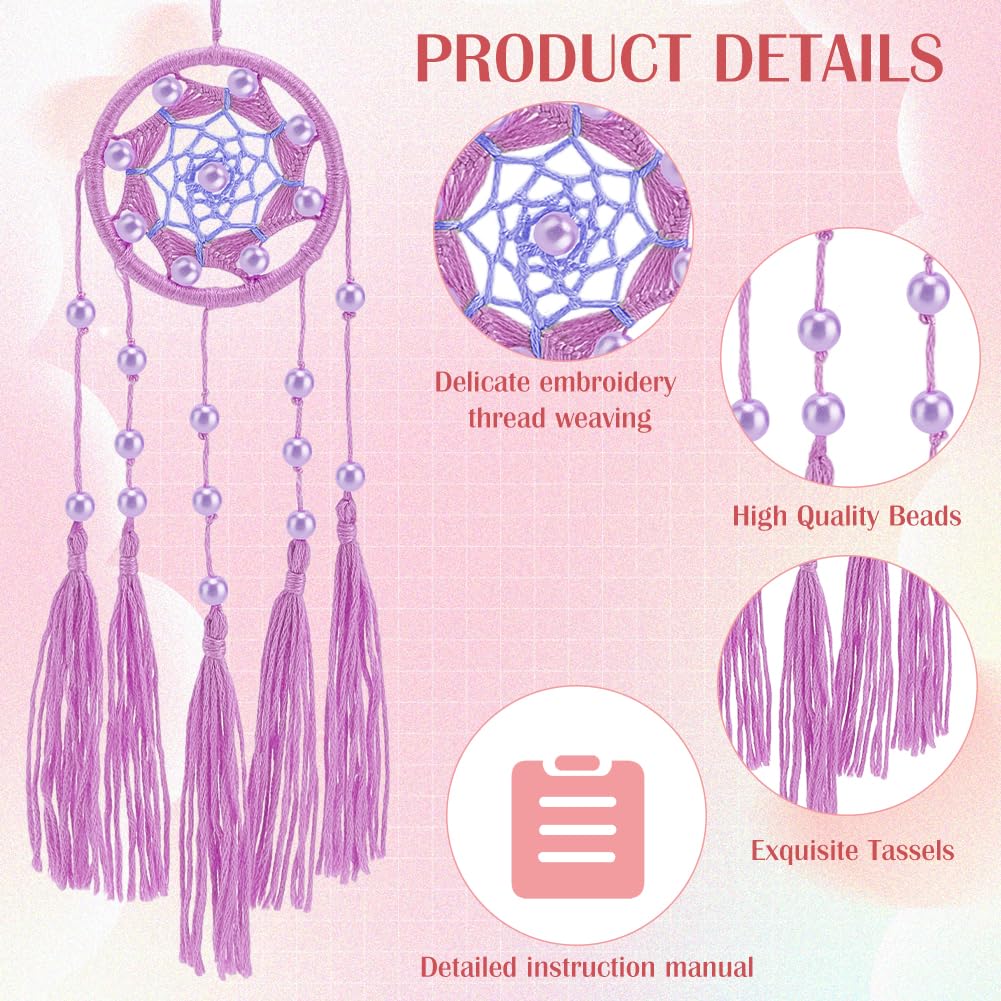 INFUNLY 12 Set Small Dream Catchers Bulk DIY Mini Dream Catcher Kit Double Weaving Make Your Own Dream Catcher Kit for Adults Keychain Kit with Instruction for Bag Pendant Car Mirror Decor Charm - Image 3