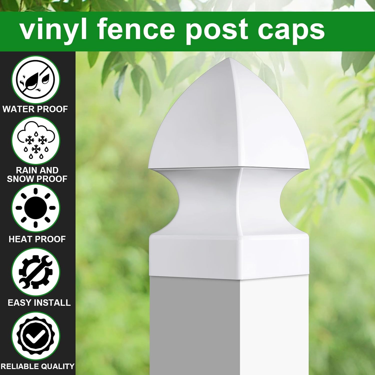 Lothee 6 Pcs Vinyl Post Cap Gothic Post Caps Decking Caps PVC Fence Parts for Decks Fence Mailbox (4'' X 4'')