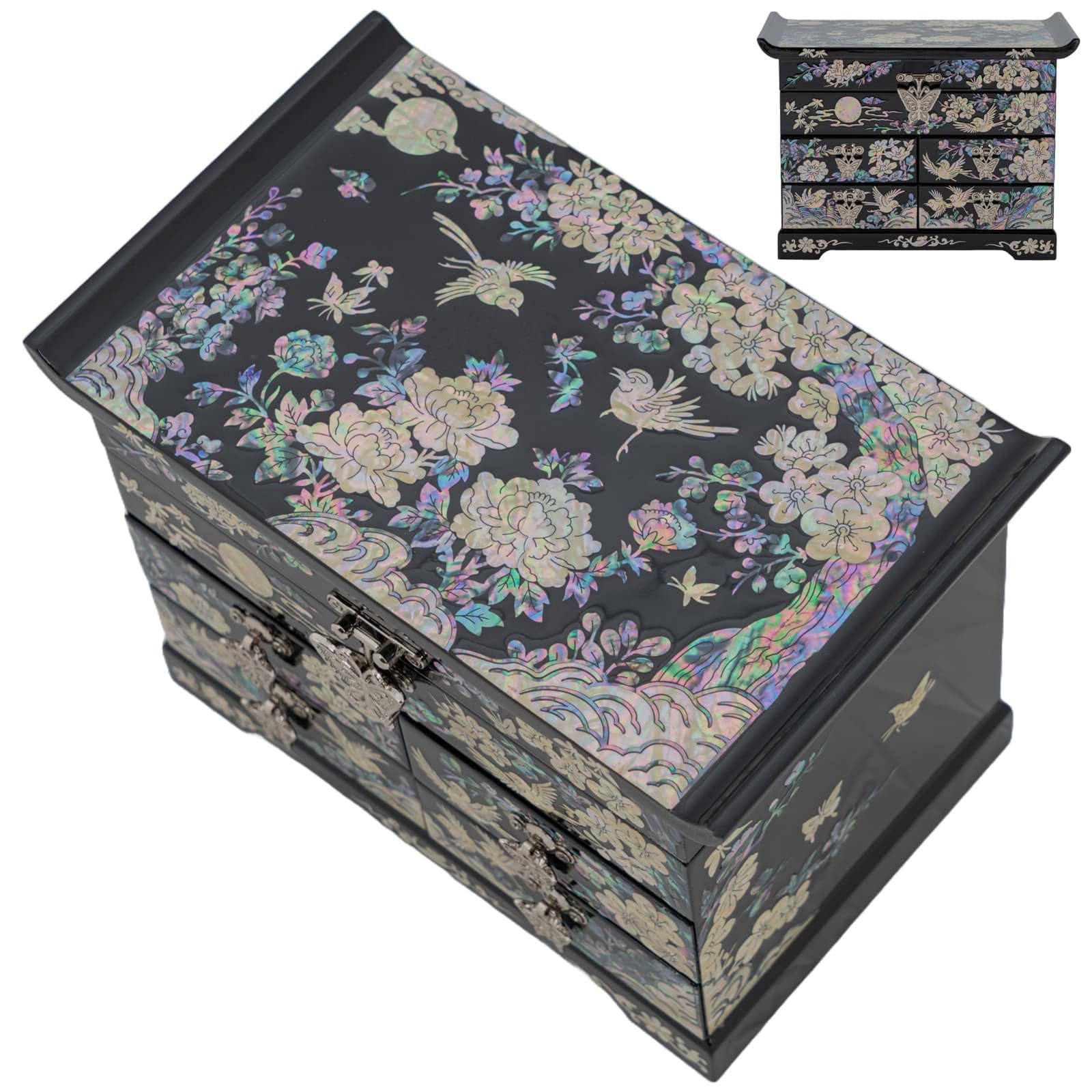 February Mountain Mother of Pearl Jewelry Organizer Box Anniversary Christmas Graduation Birthday gifts for women Mothers day gifts