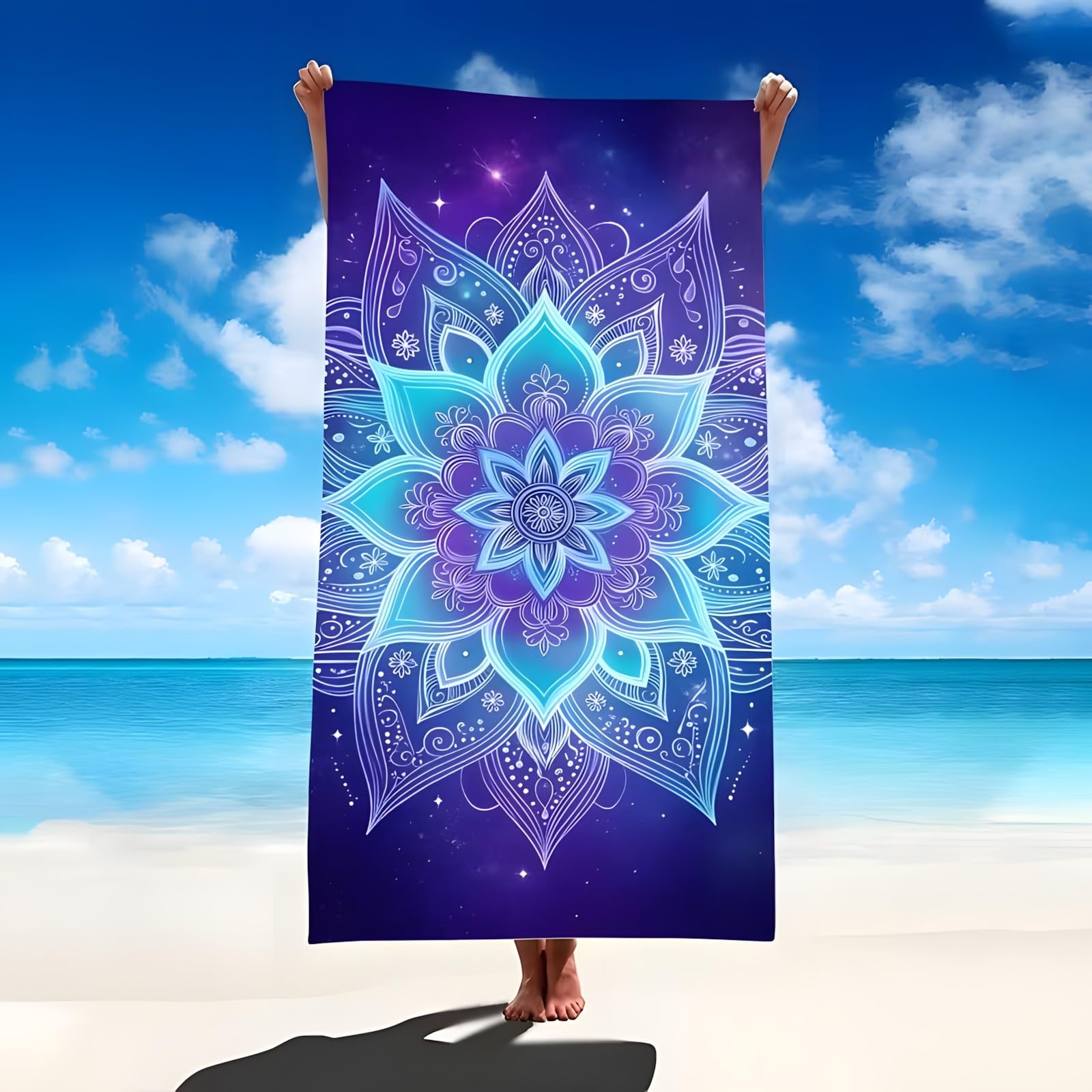 YZQGLHP Datura Microfibre Beach Towel Flowers Beach Bath Towel Quick Drying, Lightweight, Sand-Free, Durable, for Pool, Gym, Camping, Travel Towel 70x130cm