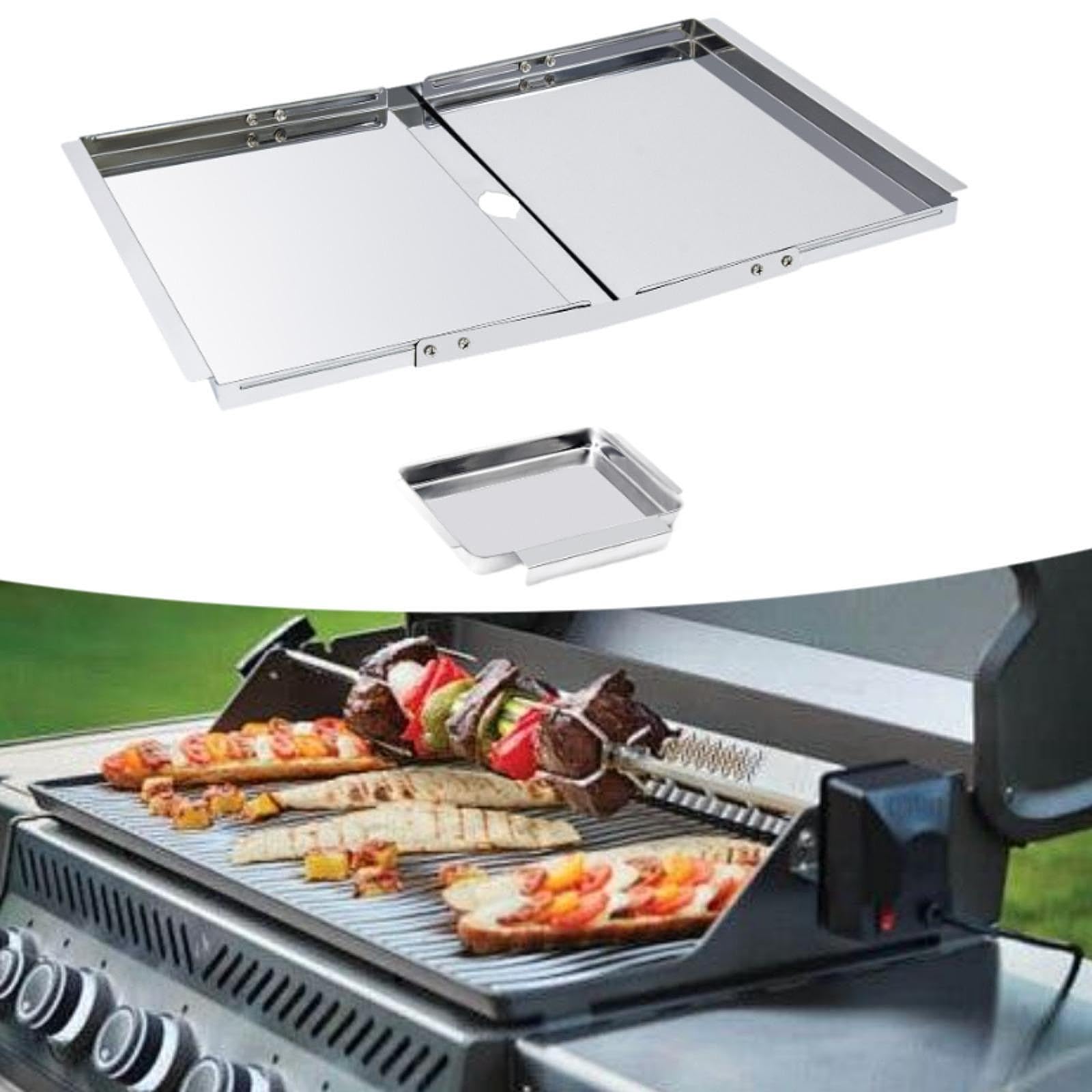 Vassoio raccogli Grasso con vaschetta di Raccolta, Vassoio Universale Portatile per Barbecue a Gas, per Prato, Giardino, Patio, Feste, Cortile