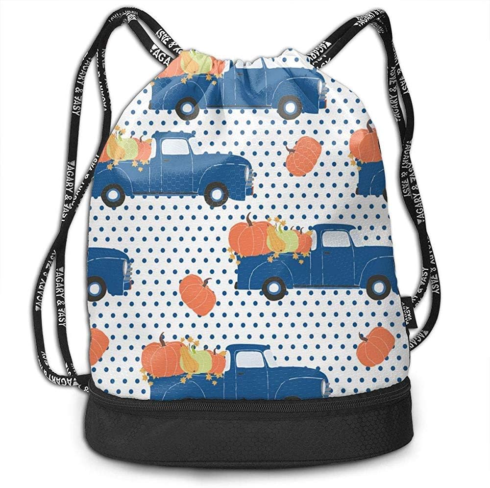 Marina Duncan Gym Drawstring Sports Bag Simple Quick Dry Bundle Backpack Pumpkin Truck