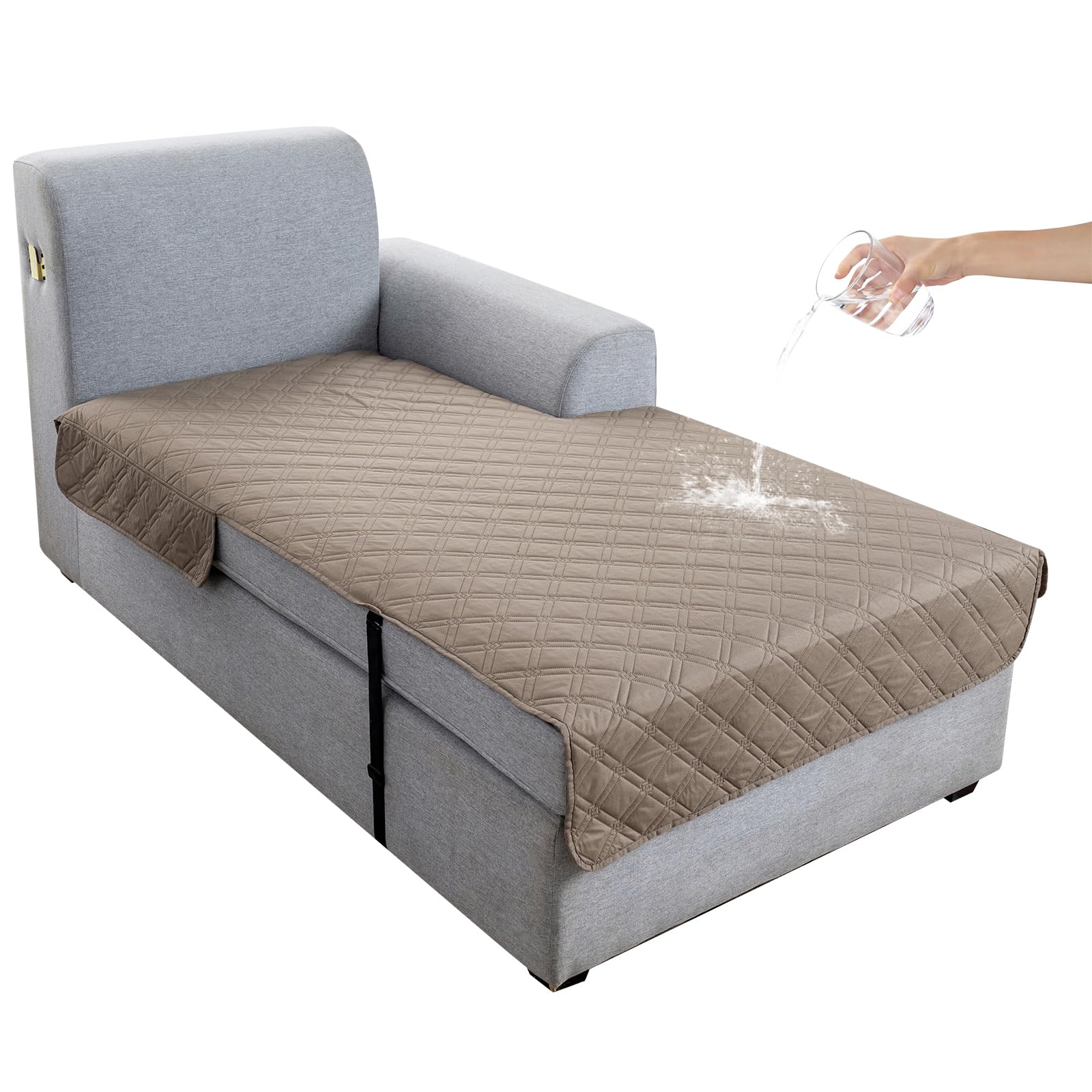 Genina L Shape Couch Cover, Sectional Couch Chaise Covers, Waterproof Washable Sofa Covers for Right L Shape Chaise Lounge, Anti-Slip Sofa Slipcovers for Dogs Cats Pet Friendly(Taupe)