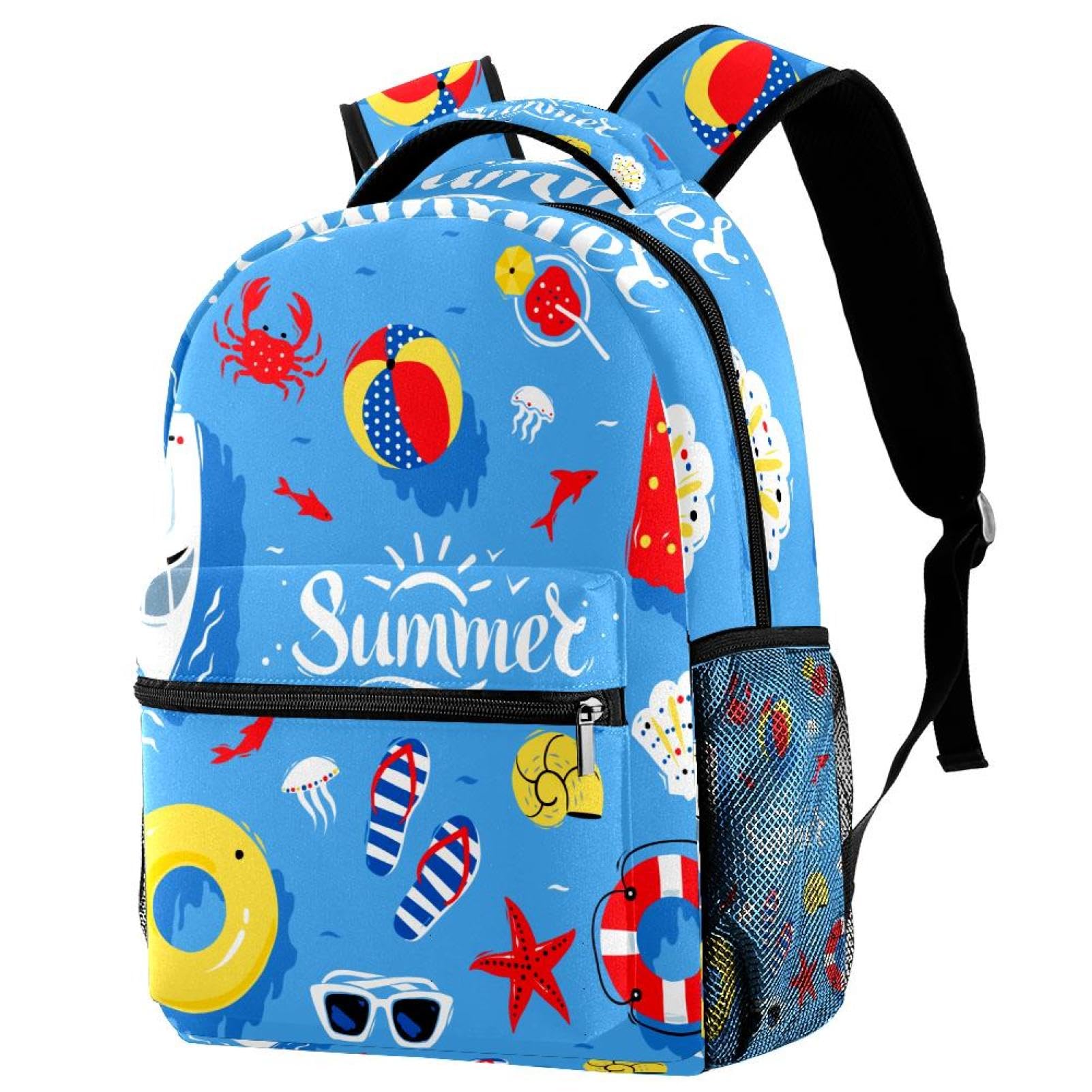 Zaino scolastico per uomini e donne, borsa da viaggio per computer portatile blu estivo, zaino leggero per università, zaino casual per libri