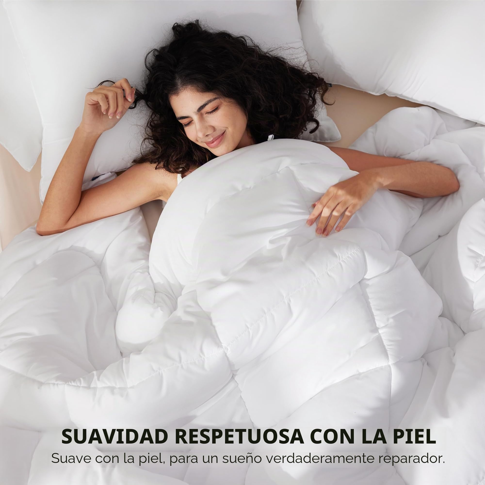Bedsure Edredón Relleno Nórdico 220x240-450gsm Doble Invierno, Blanco | Certificado Oeko-Tex, edredón cálido 4 estaciones, acolchado suave, lavable a máquina sin deformaciones