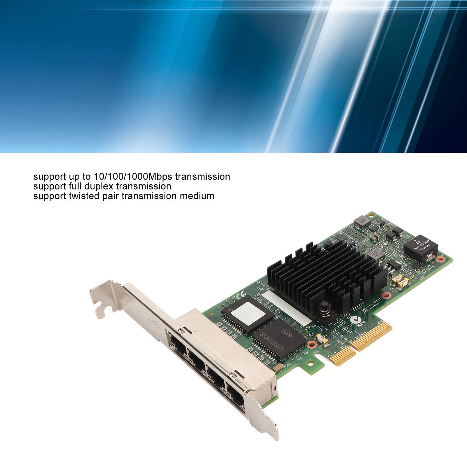 Tarjeta de red PCIe, tarjeta Gigabit Ethernet, 10 100 1000Mbps 4 puertos RJ45 5.0GT S Tarjeta LAN NIC de velocidad de interfaz para transmisión de servidor,