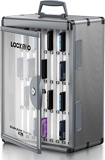 36 Slots Cell Phone Locker for Classroom, Portable Mobile Phone Storage Box with Handle, Phone Lock Box Wall Mounted (Black)