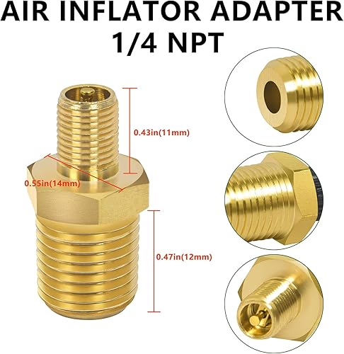 Miniatura 2 de Adaptador de inflador de aire 14 NPT (m) a la válvula Schrader estándar, adaptador de válvula Presta para compresor de aire, suspensión de resorte