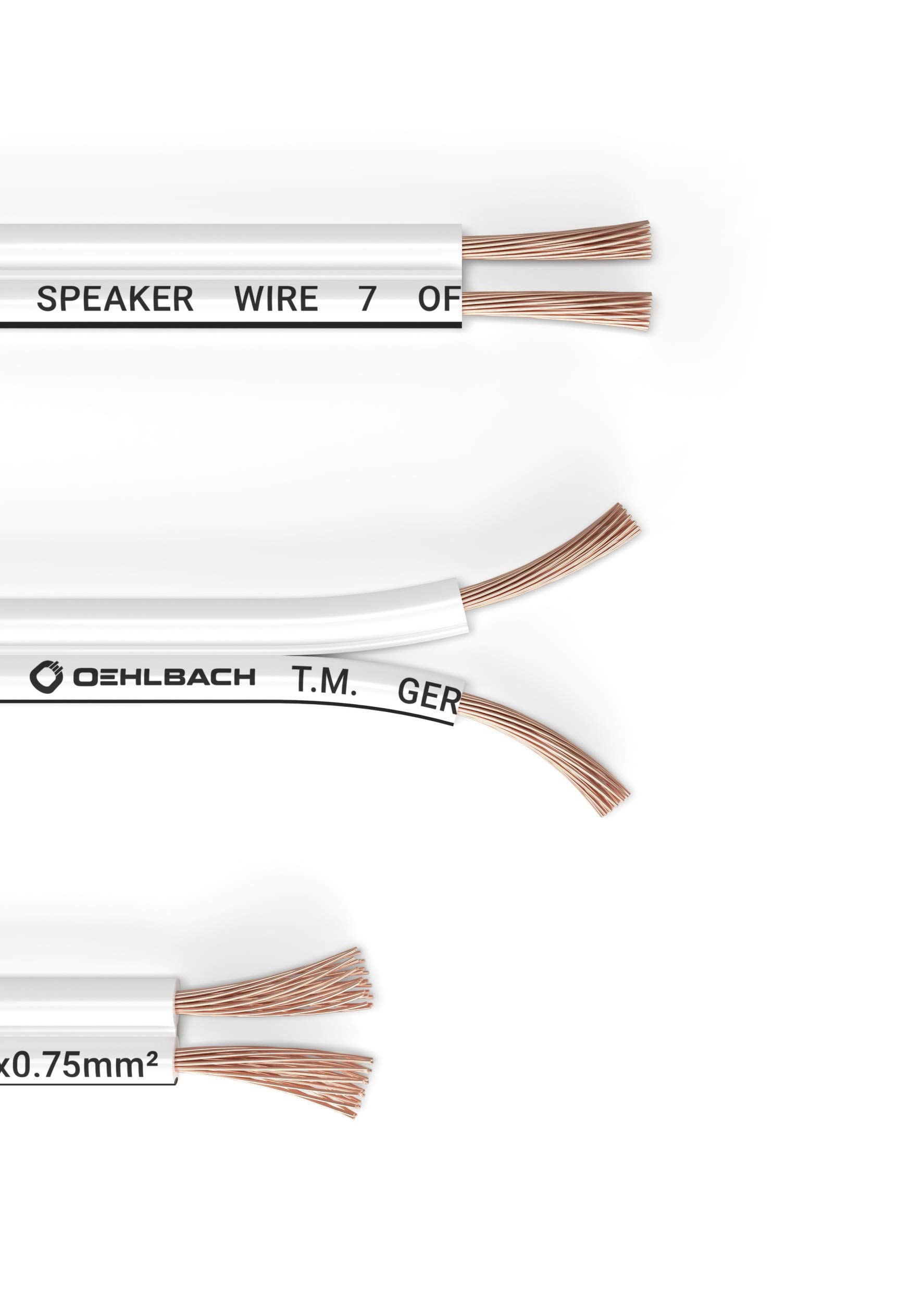 Oehlbach Speaker Wire SP-7 - Cavo per altoparlanti stereo HI-FI - cavo per altoparlanti con OFC (rame senza ossigeno) 2 x 0,75 mm² - cavo per altoparlanti a mini bobina - bianco 20 m