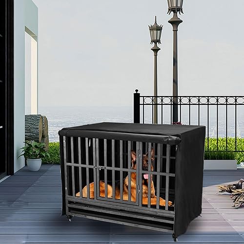 Miniatura 7 de Funda resistente para jaula de perro de 42 pulgadas, tela Oxford 600D, resistente al sonido, impermeable, apta para jaulas de perro con ventana