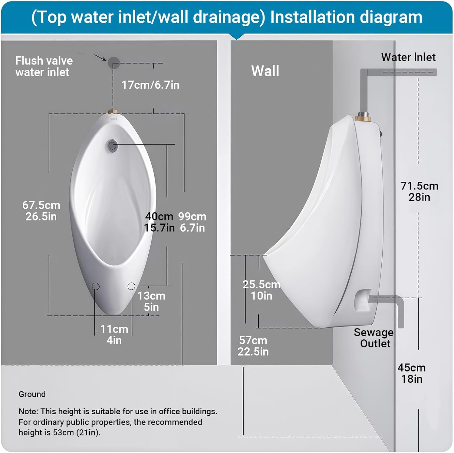 Wall-Mounted Urinals for Men Spill Proof Nighttime,Commercial Flushing Urinals,Splash-Proof Male Urinal,for Bathrooms,Hotels,Shopping(Wall-mounted)