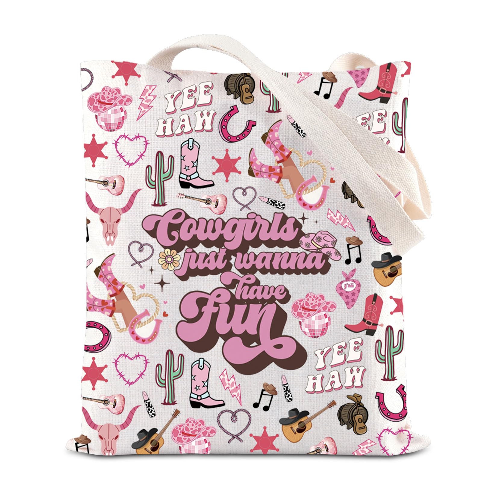 TSOTMO Cowgirl Tote Bag Country Girl Gift Western Boots Gift Cowgirl Equestrian Handbag Cowgirls Just Wanna Have Fun Gift (Cowgirl Tote)