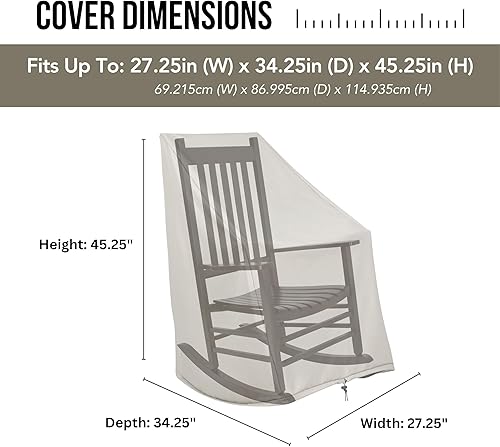 Miniatura 4 de Shine Company Funda para mecedora de exteriores resistente a la intemperie, 100% poliéster tejido, cordón elástico con palanca, gris