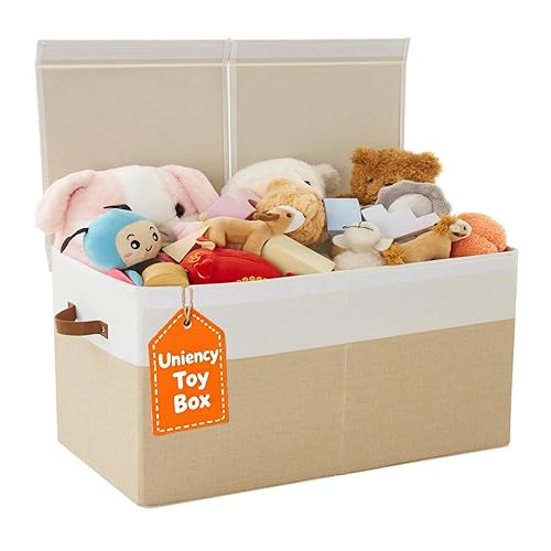 Miniatura 10 de Caja de juguetes extragrande, plegable y resistente de 150 litros con tapa, organizador de almacenamiento para niños de 40 x 14 x 16 pulgadas, baúl