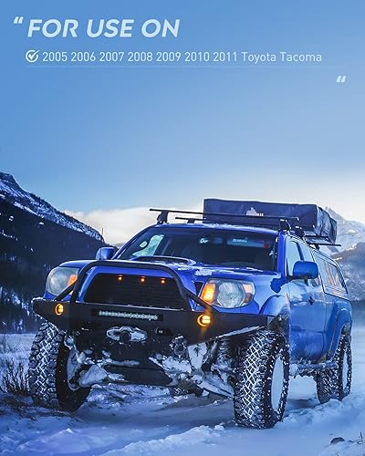 Miniatura 8 de Ensemble de phares Nilight para 2005 2006 2007 2008 2009 2010 2011 Toyota Tacoma Faro de repuesto Carcasa negra Reflector ámbar