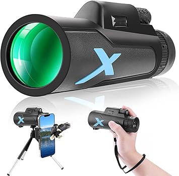 Juxori Monocular,Magnification Hd High Power Adjustable Focus Monoculars Telescope,with Smartphone Adapter Tripod,Anti-Fog Waterproof Lens Clear for Birdwatching Hunting Hiking Concert (12 x 50 MM)