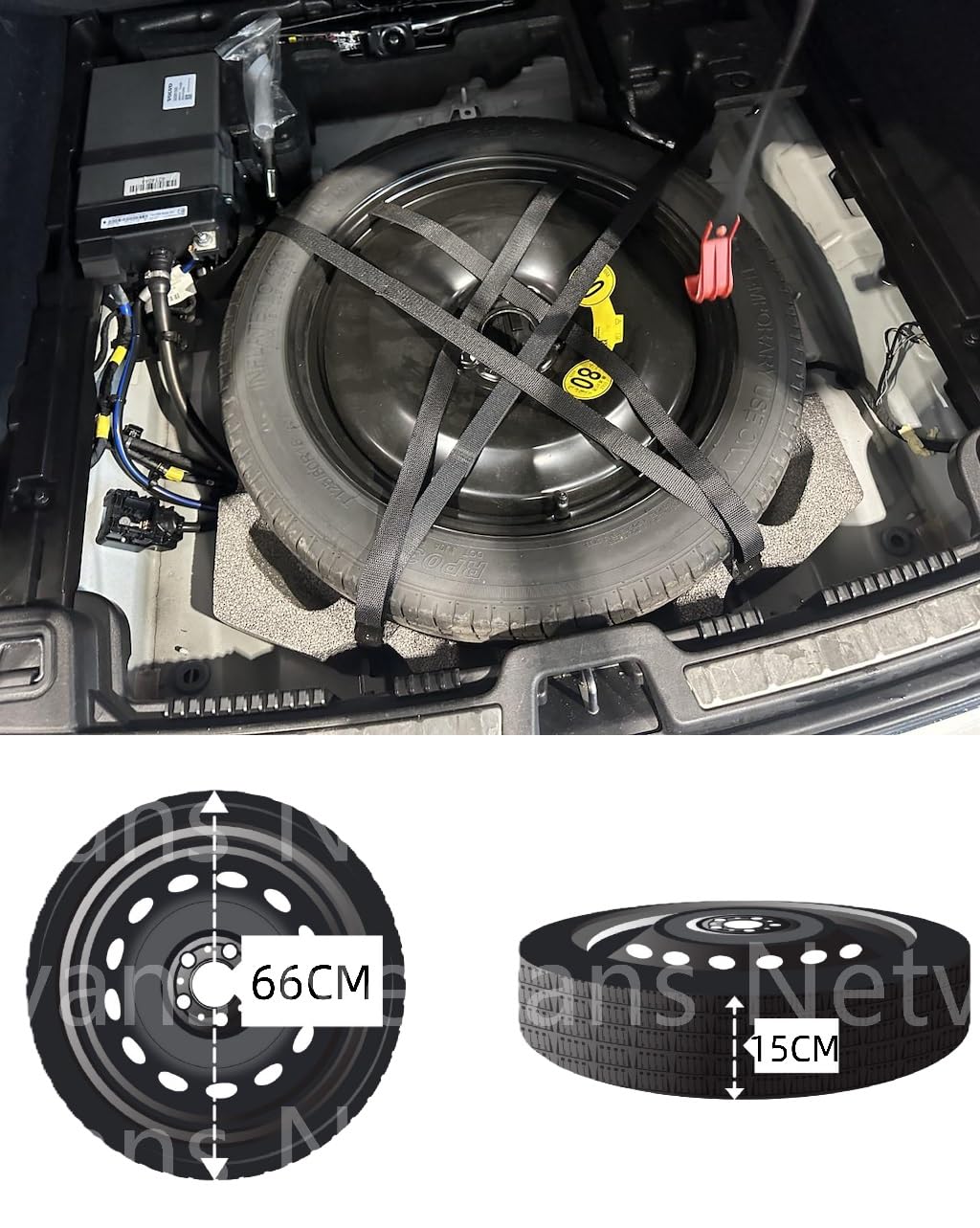 Kit Rueda de repuesto 18" compatible con Volvo XC60 con Gata, Llave, Guantes y Funda 125/80R18