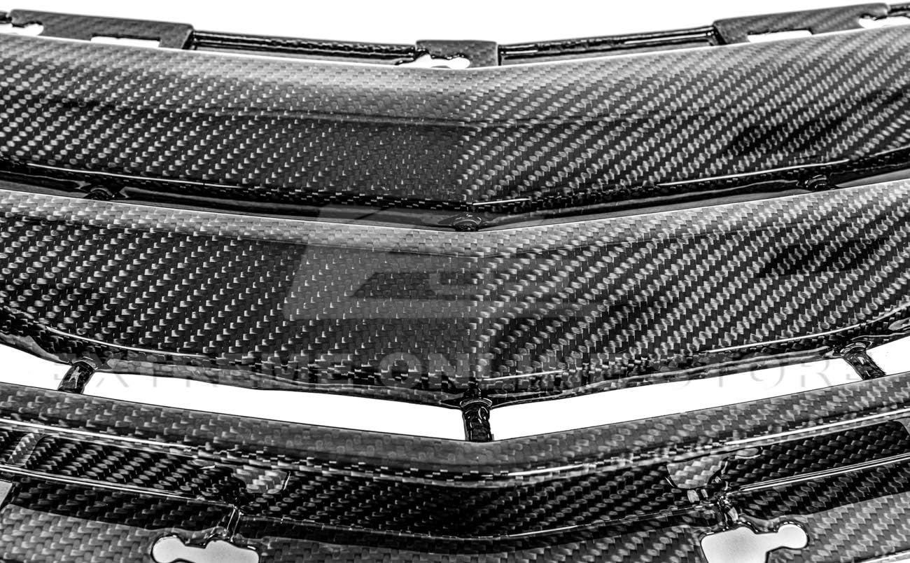 Replacement For 2016-2019 Cadillac ATS-V GM Factory Style CARBON FIBER Front Hood Vent Louver Cover VENT-247-BKCF