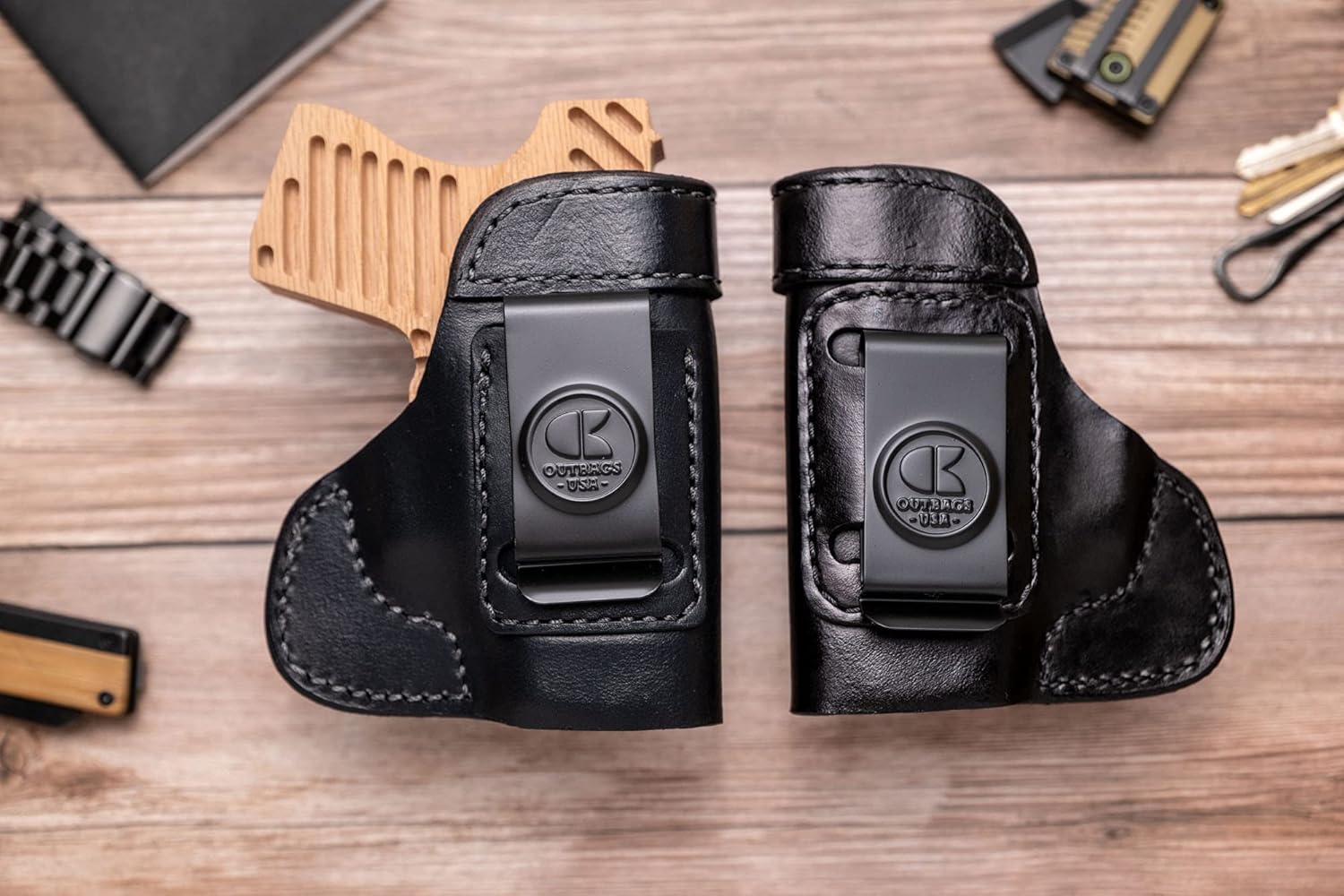 OUTBAGS USA LS3P232 (Black-Right) Full Grain Heavy Leather IWB Conceal Carry Gun Holster for Sig Sauer P232 380 / 22LR. Handcrafted in USA.