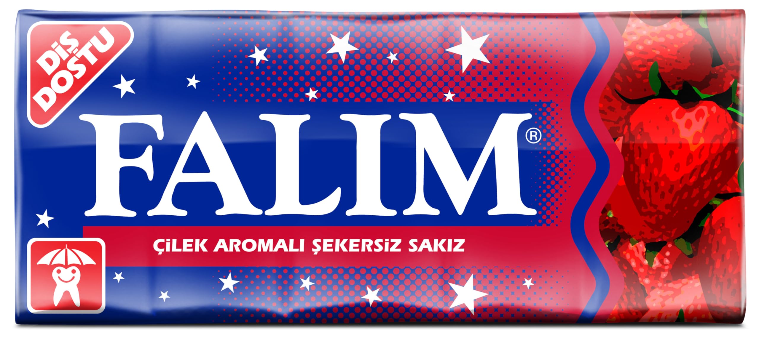 Falim Sugarless Plain Gum, Strawberry Flavored, 100 Piece