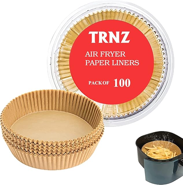Air Fryer Disposable Paper Liner, 100PCS Non-Stick Disposable Air Fryer Liners, Baking Paper for Air Fryer Oil-Proof, Water-Proof, Food Grade Parchment for Baking Roasting Microwave (100Pcs-6.3 inch)