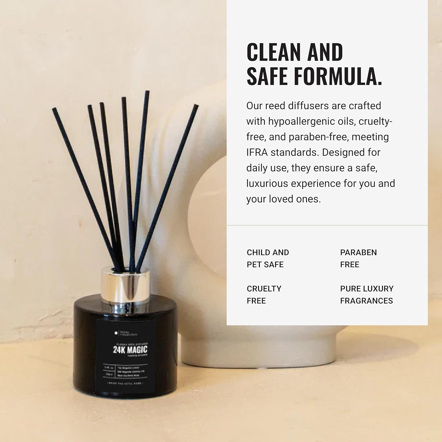 Black Velvet Reed Diffuser Set, Luxury Hotel Inspired Home Diffuser with Hints of Zesty Citrus, Juicy Black Fig, and Floral Rose, Lasting 4 Month Longevity, 100mL - Image 5
