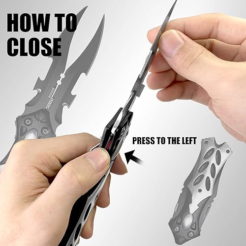 Miniatura 5 de MADSABRE Cuchillo táctico de doble hoja cuchillo plegable de doble filo, 8.5 pulgadas, colección de campamento de supervivencia con clip, regalos