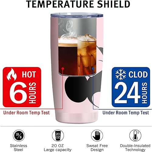 Miniatura 5 de Hualvbul - Vaso de acero inoxidable rosado de 20 oz con pajita y tapa a prueba de fugas, taza de café para viajes, uso en casa y al aire libre