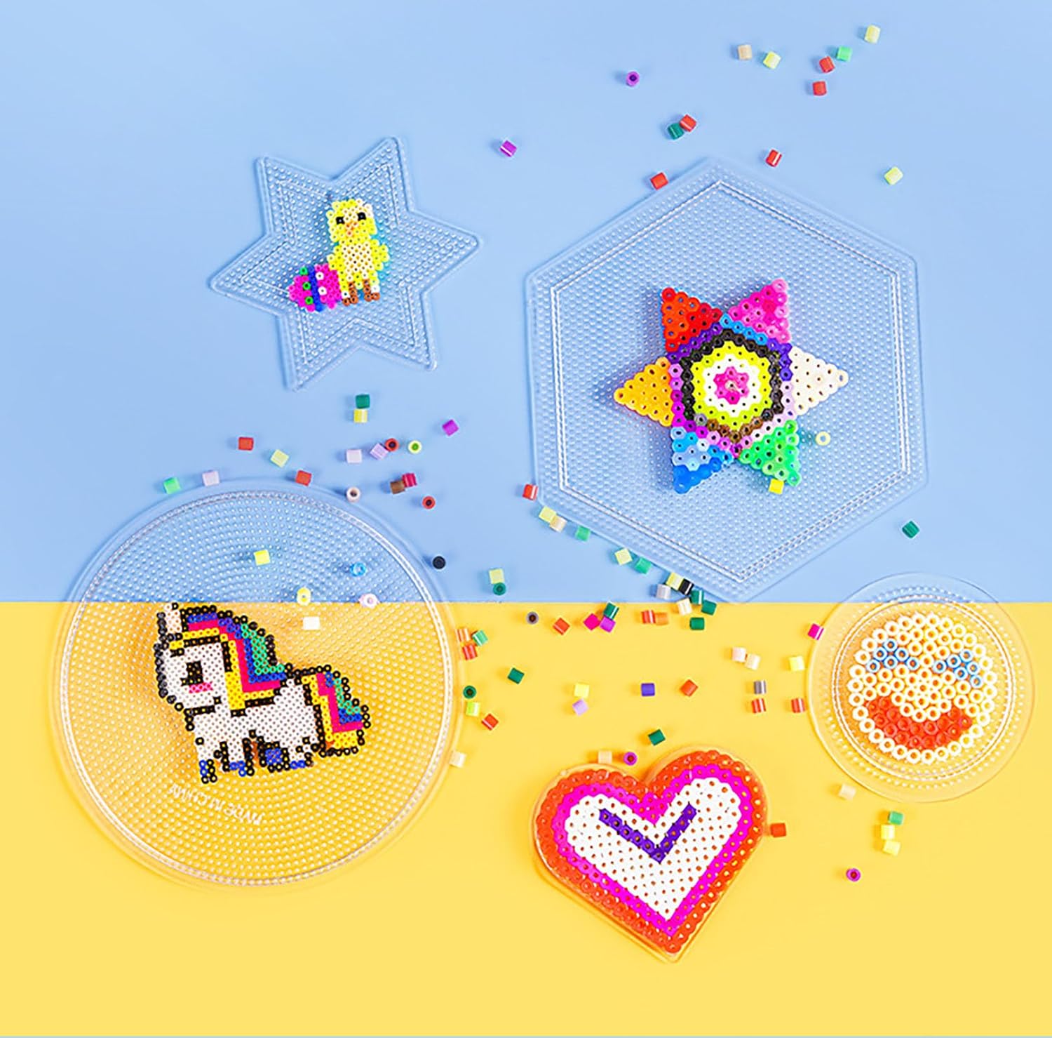 Puzzle DIY Spell Bean Templates, 3 Pcs 3 Shape Plastic Craft Boards Baseplate for Creative DIY (3)