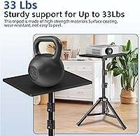 Vista 2 de Soporte para proyector, soporte de carga de 33 libras y altura ajustable de 22 a 55 pulgadas, para proyector, computadora portátil, equipo de DJ