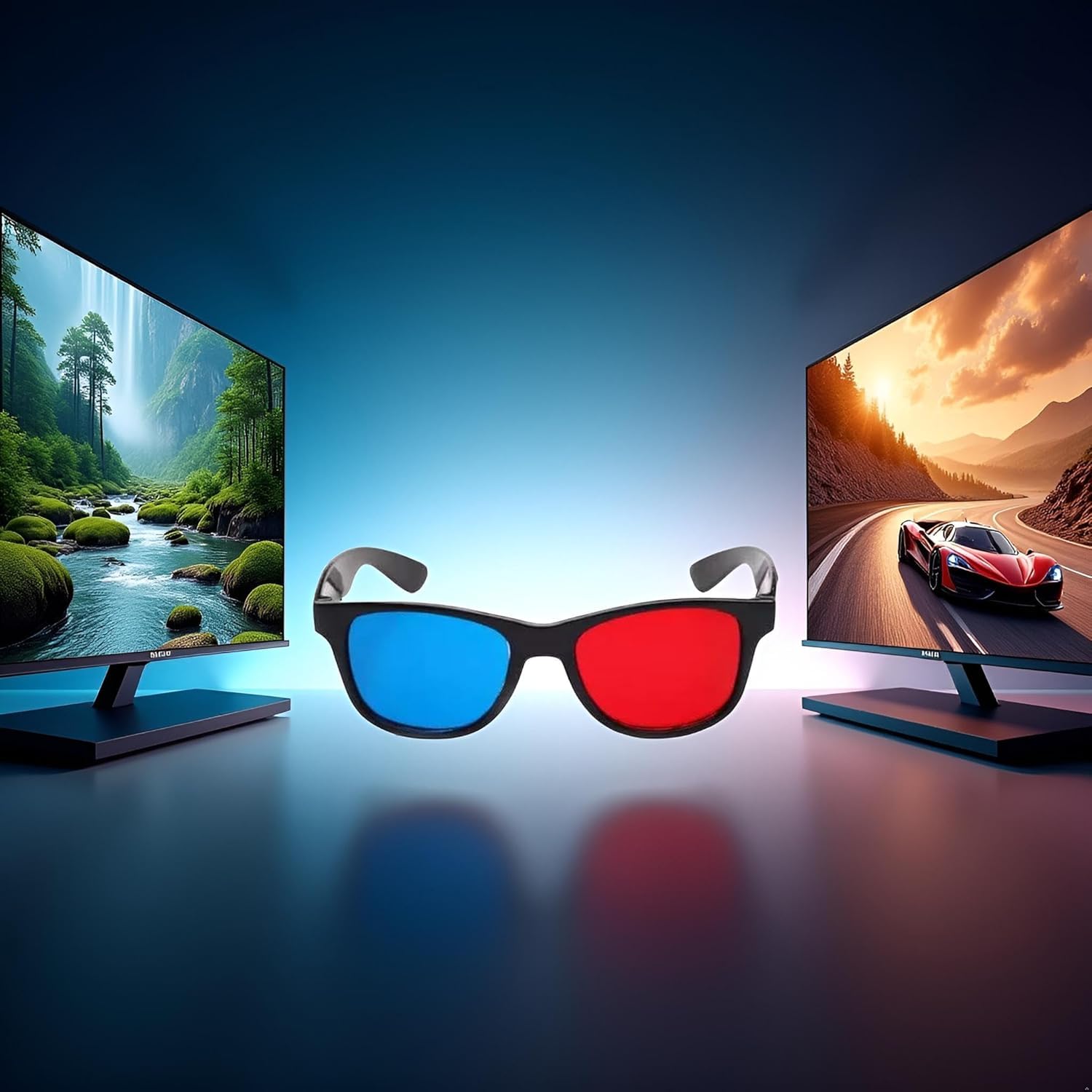 4 occhiali 3D universali rossi e blu per TV cinematografici, cornici 3D, occhiali 3D per videogiochi, per film 3D, occhiali per visione 3D, design semplice e leggero, accessori